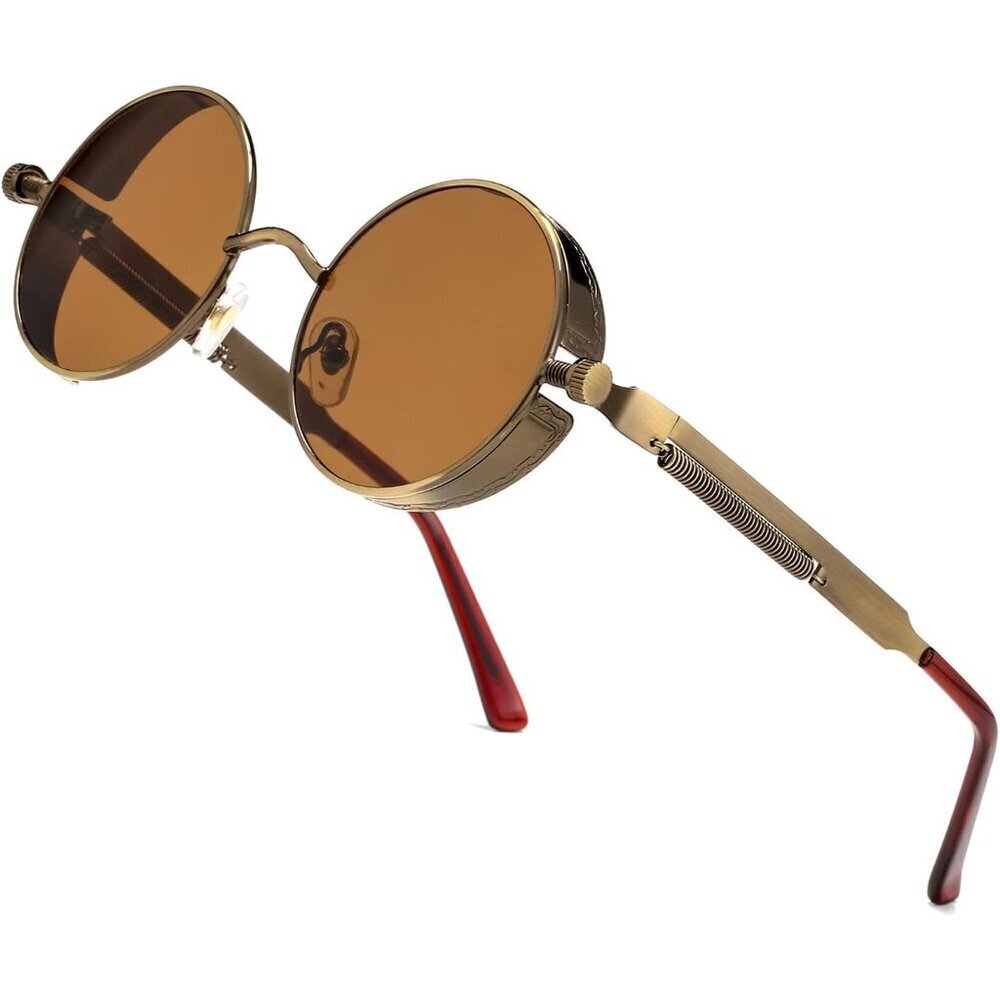 Vintage Steampunk Round Sunglasses Metal Frame UV400 for Men Women Casual